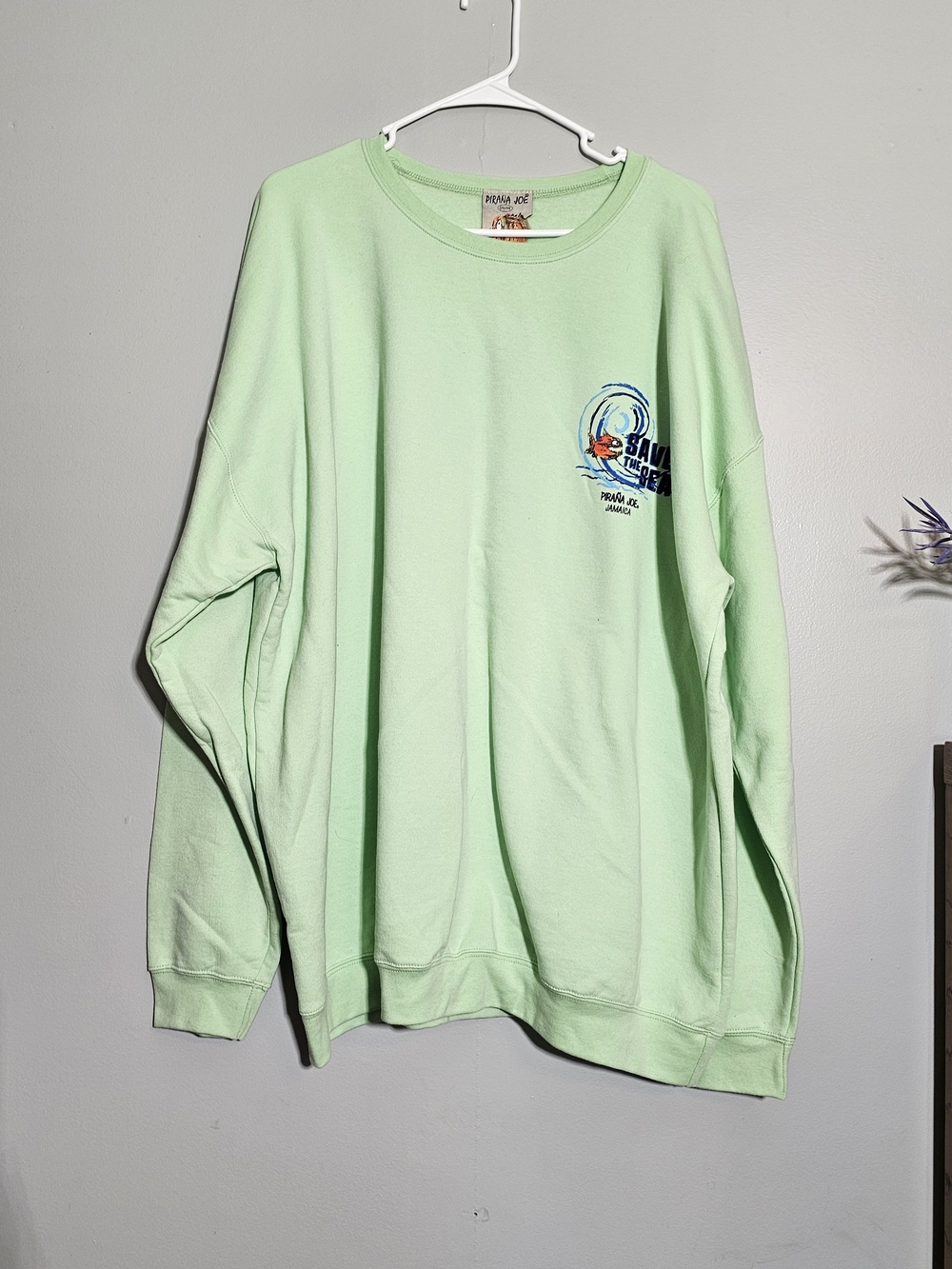 Prana Light Mint Crewneck Sweatshirt with Chest Graphic Jamica